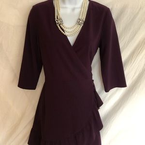 Wine color wrap dress
